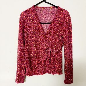 Pink wool wrap around sweater cardigan Sz S